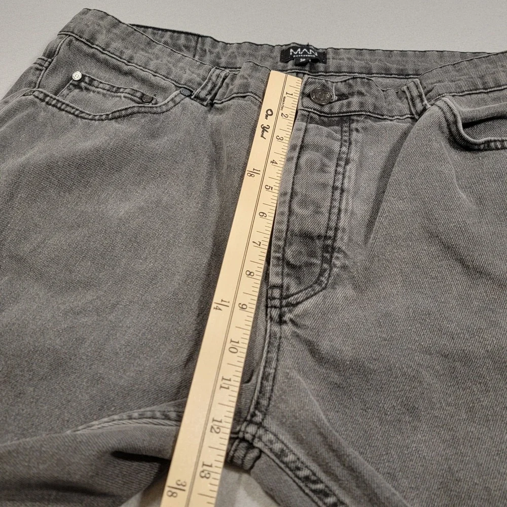 Boohoo MAN Jeans Gray Wash Denim Cargo Pant Mens Size 38 Button Fly Straight Leg